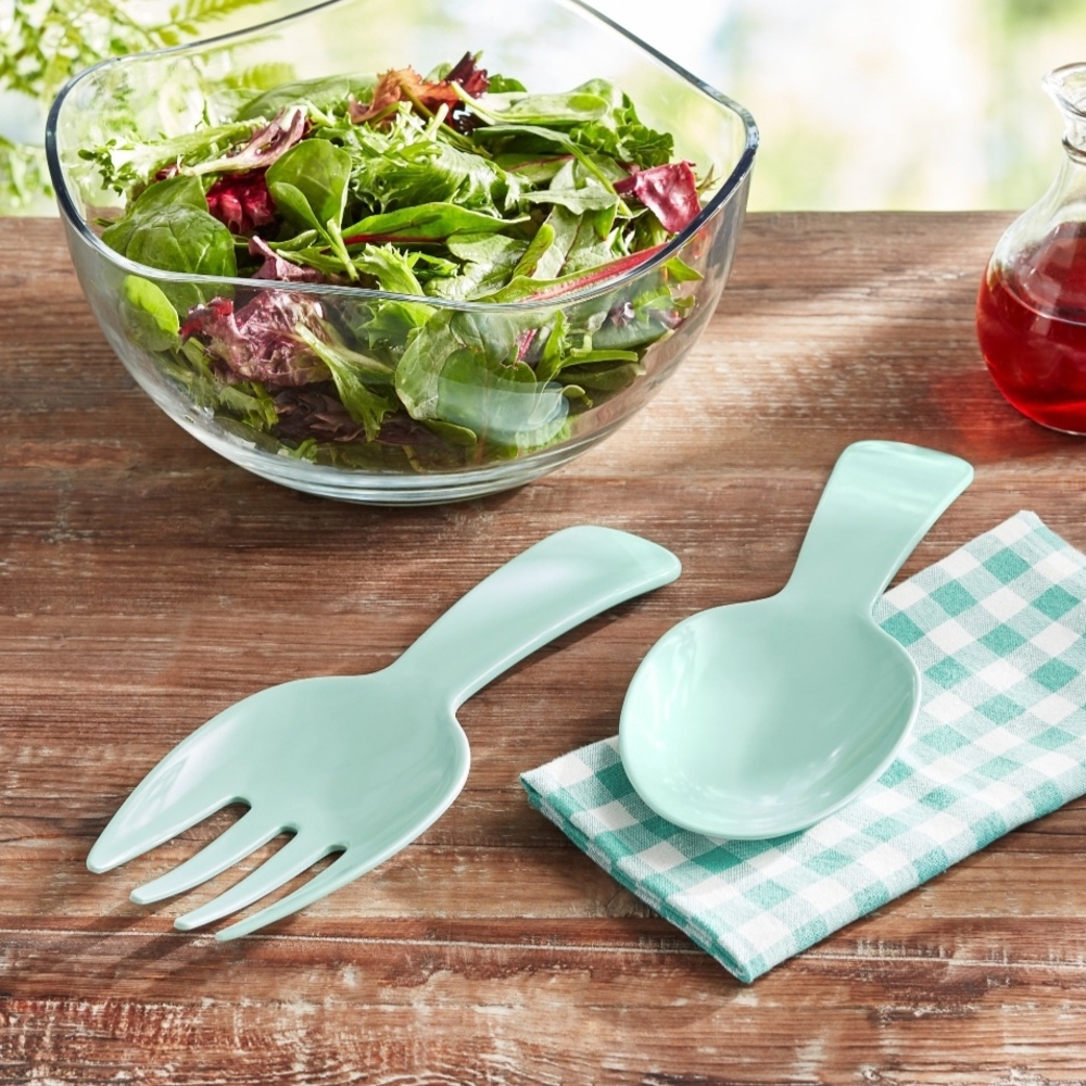 Oversized Salad Serving Utensils, Set of 2 - Teal Green